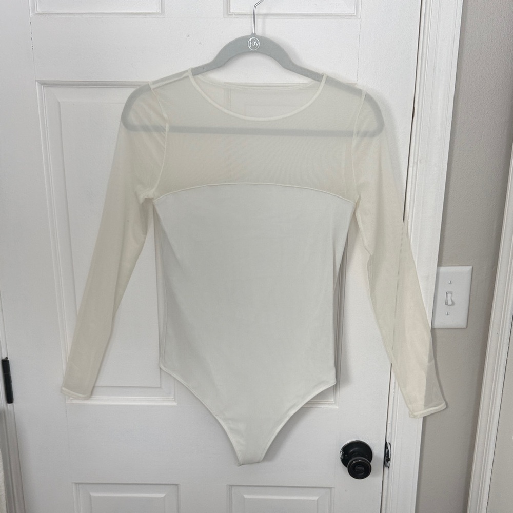 Abercrombie Cream Long Sleeve Bodysuit